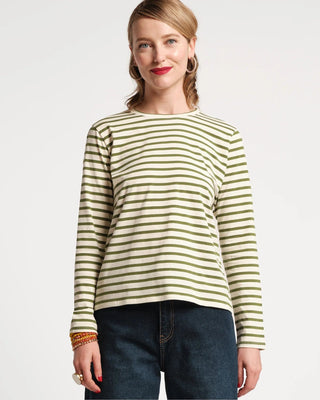 Frances Valentine Women's Shirts & Tops Oyster/Green / XS Frances Valentine Long Sleeve Striped Shirt Oyster Green