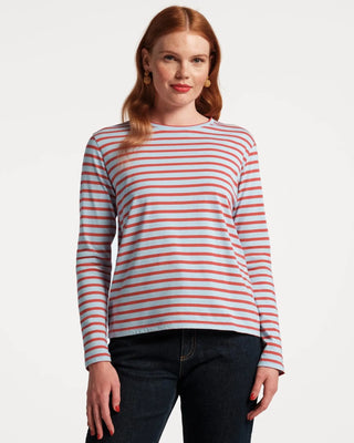 Frances Valentine Long Sleeve Striped Tee Shirt Red/Light Blue - Planters Exchange