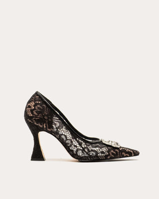 Frances Valentine Lydia Heel Swiss Lace Black