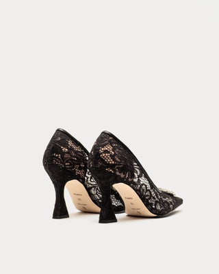 Frances Valentine Lydia Heel Swiss Lace Black