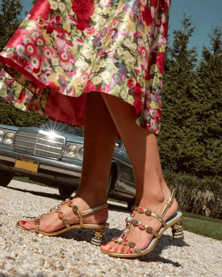 Frances Valentine Women's Shoes Gold / 7 Frances Valentine Kiki Gem Nappa w/ Rhinestones