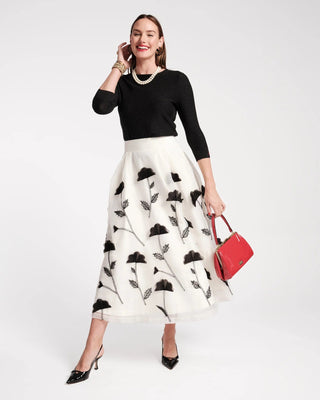 Frances Valentine Women's Skirts White/Black / S Frances Valentine Shae Maxi Skirt Organza Flower