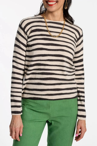Frances Valentine Honey Crewneck Painterly Stripe Frances Valentine