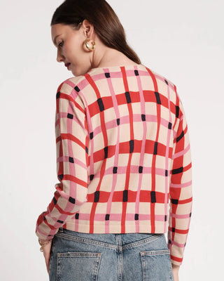 Darling Cardigan Lollipop Lattice 100% Merino Wool Pink/Red/Multi