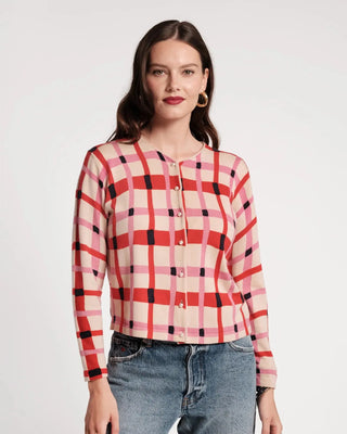 Darling Cardigan Lollipop Lattice 100% Merino Wool Pink/Red/Multi