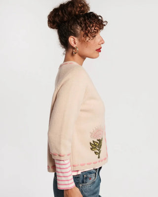 Frances Valentine Border Flower Cardigan Heirloom Floral