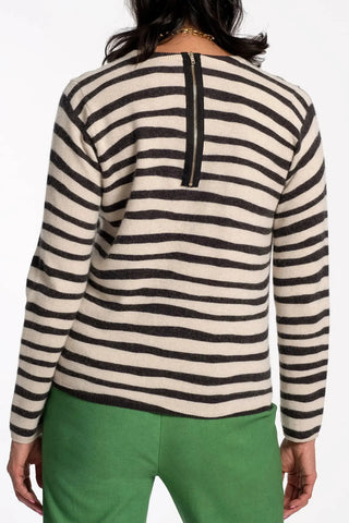 Frances Valentine Honey Crewneck Painterly Stripe Frances Valentine