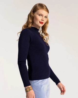 Marie Sweater w/Long Sleeve Solid Cotton Navy