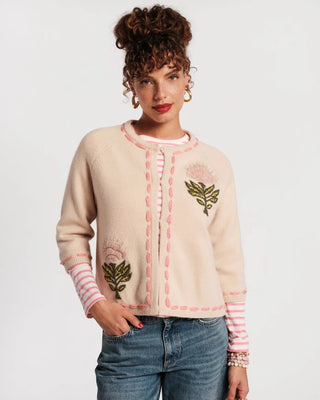 Frances Valentine Border Flower Cardigan Heirloom Floral