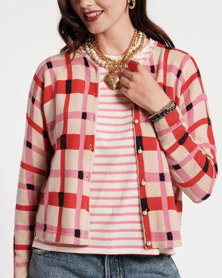 Darling Cardigan Lollipop Lattice 100% Merino Wool Pink/Red/Multi