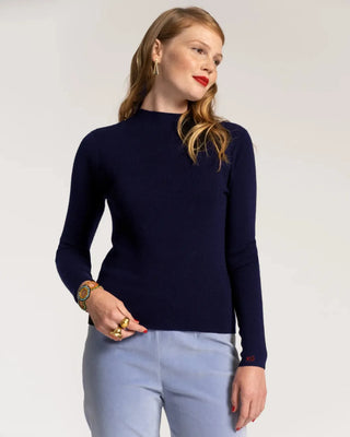 Marie Sweater w/Long Sleeve Solid Cotton Navy