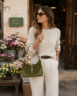 GF2578 LEATHER & SUEDE SHOULDER BAG