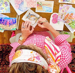 Grey Hall Designs Chinoiserie in the Sea 100% Silk Scarf