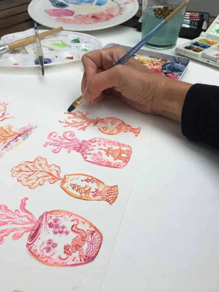 Grey Hall Designs Chinoiserie in the Sea 100% Silk Scarf