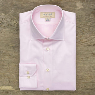 Hagen Carmel Spread Collar Men's Dress Shirts Pink 100% Cotton