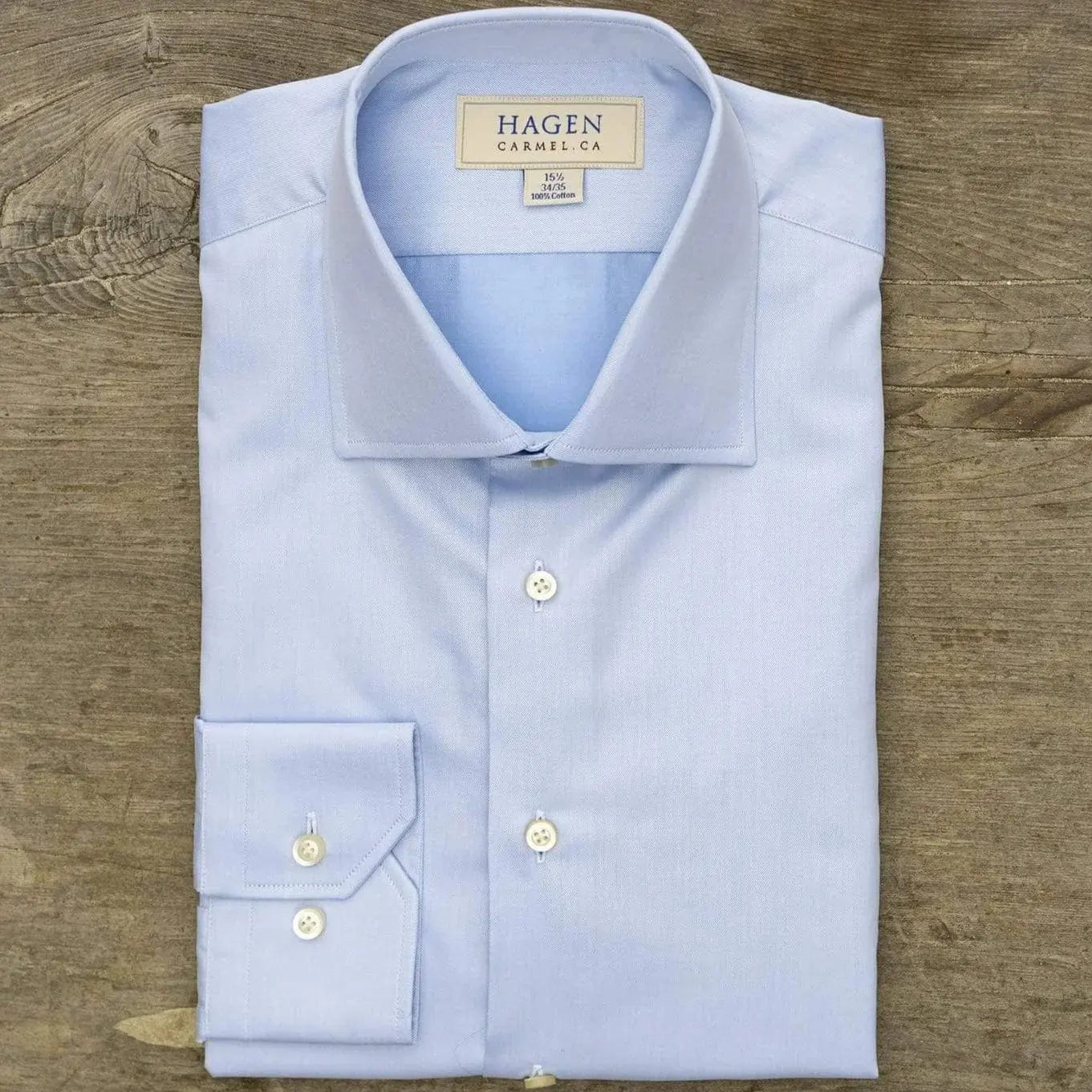 Hagen Carmel Dress Shirts - Men's Tailored Fit | Planters Exchange, Solid Blue / 16.5