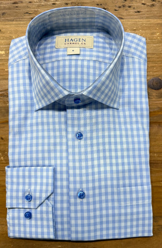 Hagen Blue Gingham Check Shirt