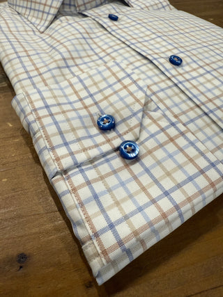 Hagen Carmel Blue & Tan Tattersall Shirt