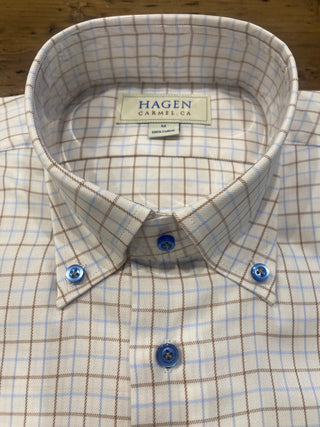 Hagen Carmel Men's Shirts Hagen Carmel Blue Tattersall Shirt