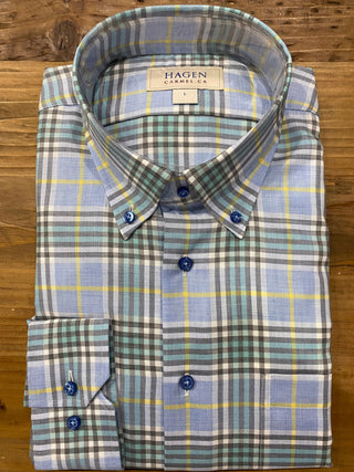 Hagen Carmel Men's Shirts Hagen Men's Shirt Balmoral Plaid - Sky