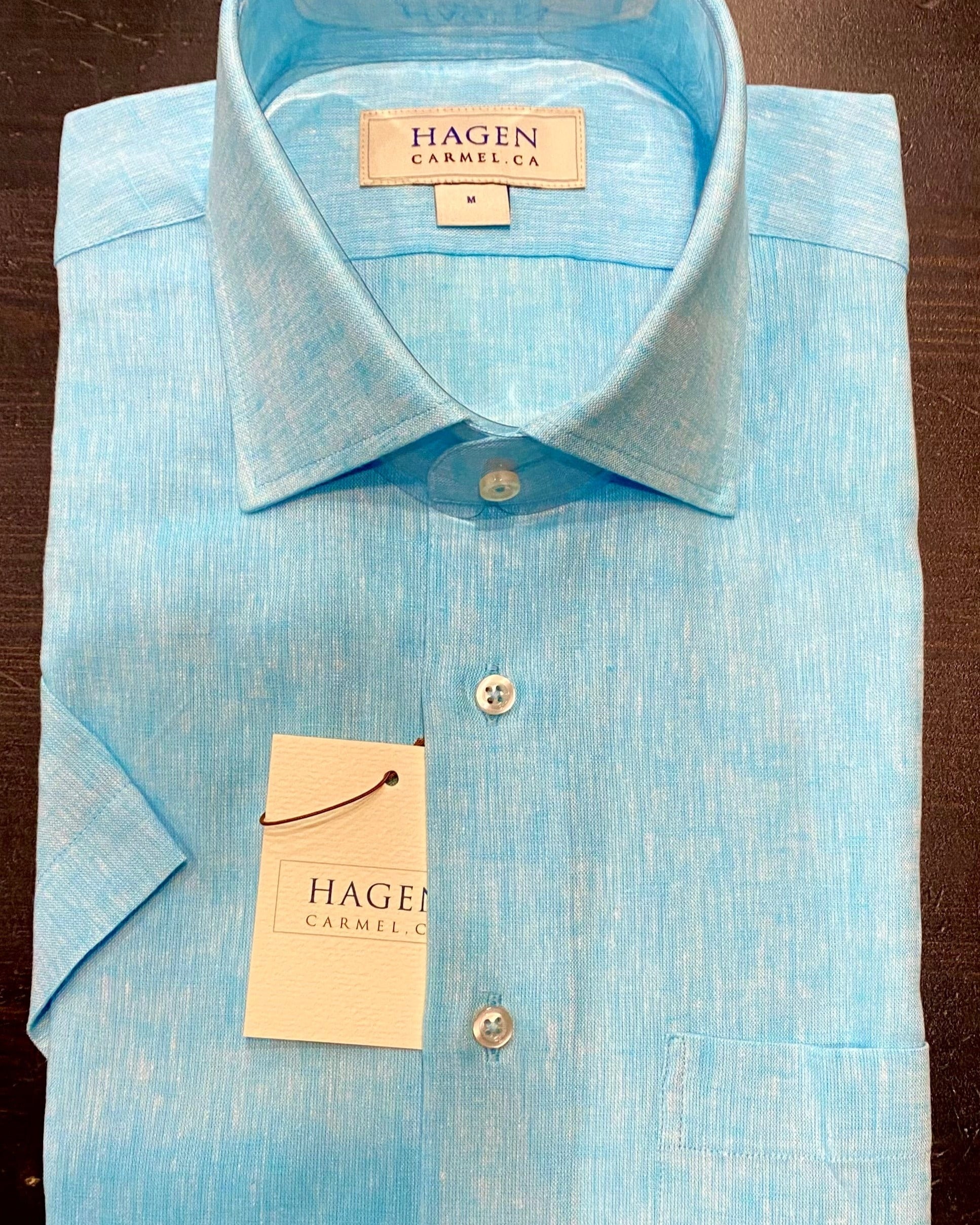 Hagen Carmel Men's Shirts Hagen of Carmel Teal Short Sleeve Shirt