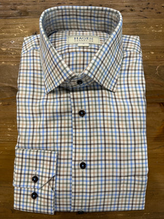 Hagen Sand & Blue Tattersall Men's Shirt