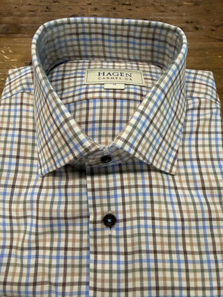 Hagen Sand & Blue Tattersall Men's Shirt