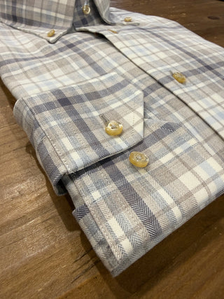 Hagen Soft Grey Plaid Button Down Shirt