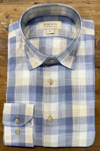Hagen Washed Sky & Beige Check Shirt
