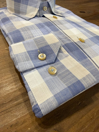 Hagen Washed Sky & Beige Check Shirt