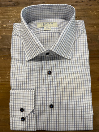 Hagen - White/Blue/Tan Tattersall Shirt