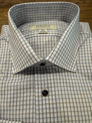 Hagen - White/Blue/Tan Tattersall Shirt