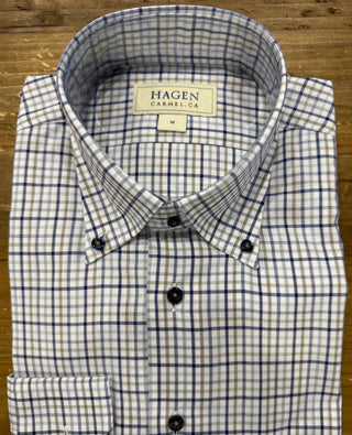 Hahen Navy/Brown Tattersall Shirt