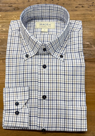 Hahen Navy/Brown Tattersall Shirt