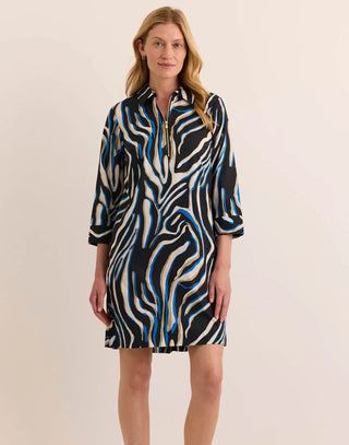 Hinson Wu Alessa 3/4 Sleeve Abstract Zebra Dress