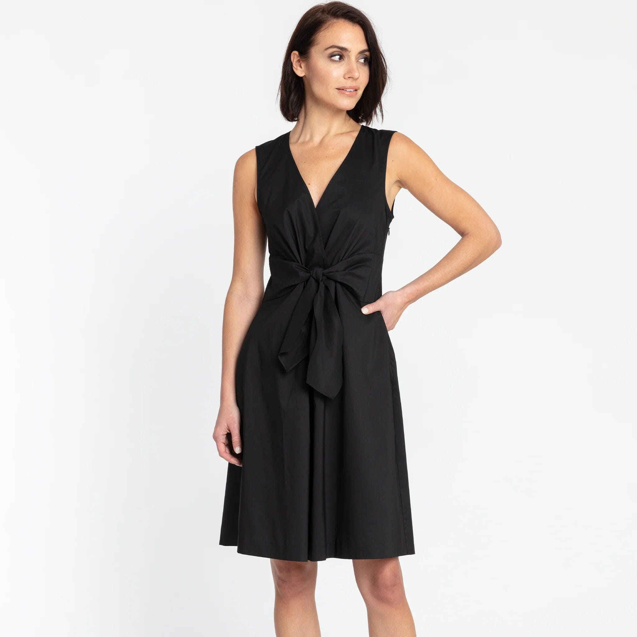 Hinson Wu Women's Dresses Black / Extra Small Ellen Sleeveless Tie Front Dress