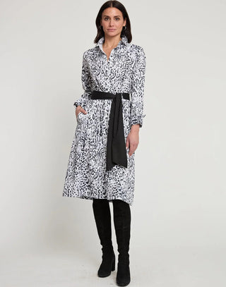 Hinson Wu Women's Dresses Black/White Leopard / XS Hinson Wu Tamron Long Sleeve Dress Snow Leopard Sateen