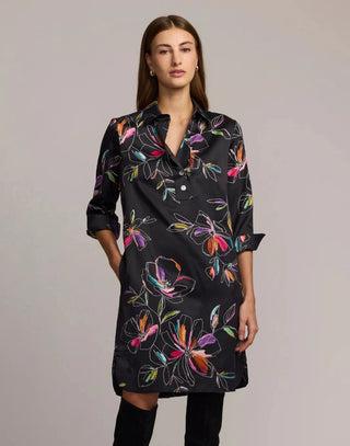 Hinson Wu Aileen 3/4 Sleeve Floral Stencil Dress