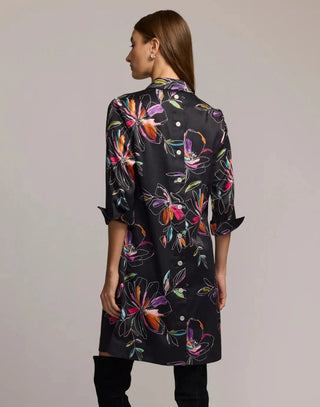 Hinson Wu Aileen 3/4 Sleeve Floral Stencil Dress