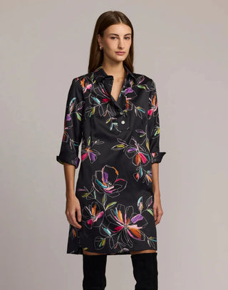 Hinson Wu Aileen 3/4 Sleeve Floral Stencil Dress