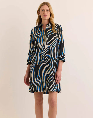 Hinson Wu Alessa 3/4 Sleeve Abstract Zebra Dress