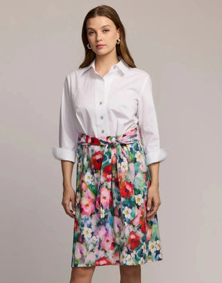 Hinson Wu Charlotte 3/4 Sleeve Watercolor Garden Combo Dress - Planters Exchange