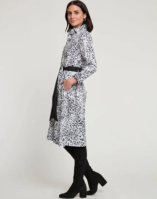 Hinson Wu Women's Dresses Hinson Wu Tamron Long Sleeve Dress Snow Leopard Sateen