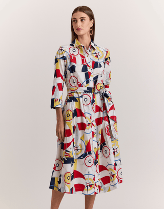 Hinson Wu Robin 3/4 Sleeve Nautical Print Dress