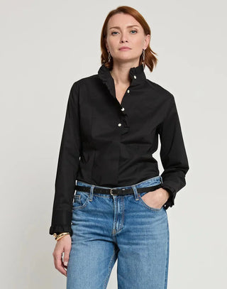 Hinson Wu Women's Shirts & Tops Black / 4 Hinson Wu Athena Long Sleeve Ruffle Neck Shirt