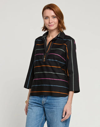 Hinson Wu Women's Shirts & Tops Black Multi / XS Hinson Wu Aileen 3/4 Sleeve Stripe Top