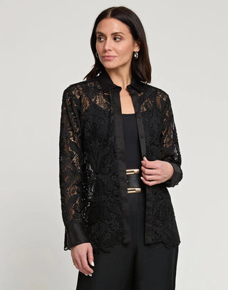 Hinson Wu Women's Shirts & Tops Black / S Hinson Wu Margot Long Sleeve Lace Shirt Jacket