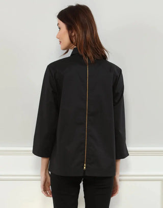 Hinson Wu Women's Shirts & Tops Black / XS Hinson Wu Xena 3/4 Sleeve Zip Back Shirt