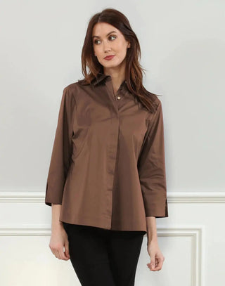 Hinson Wu Xena 3/4 Sleeve Zip Back Shirt Hinson Wu