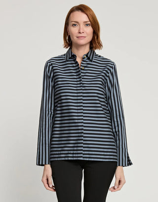 Hinson Wu Women's Shirts & Tops French Grey/Black / S Hinson Wu Xena Long Sleeve Stripe/Gingham Combo Shirt